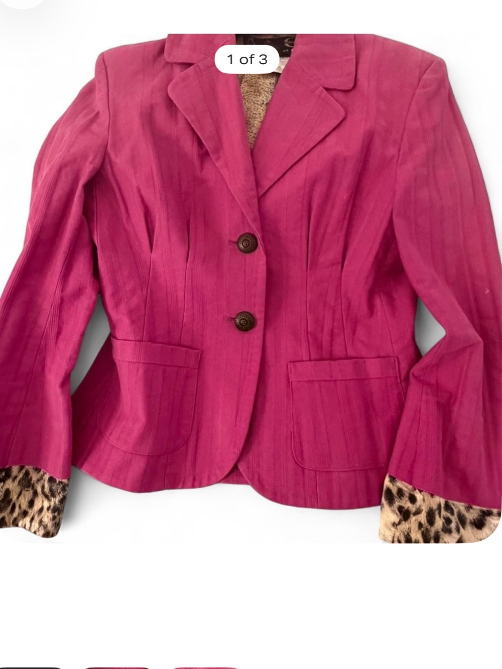Roberto Cavalli Pink Blazer with Leopard Cuff